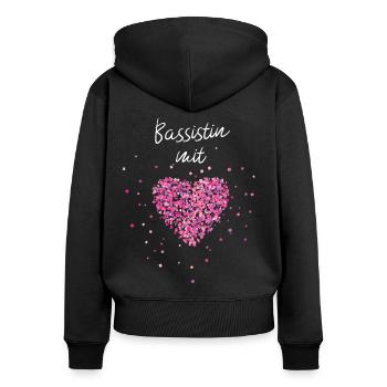Bassistin mit Herz Bass Gitarre Musik Musikerin - Frauen Premium Bio Zip Hoodie - Schwarz - Hinten - Julia (174cm)