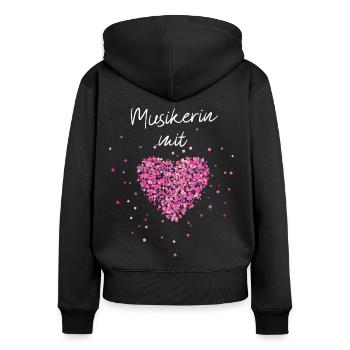 Musikerin mit Herz Musikunterricht Musiklehrerin - Frauen Premium Bio Zip Hoodie - Schwarz - Hinten - Julia (174cm)