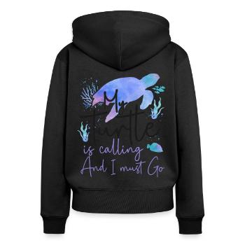 Sea Turtle Tortoise Watercolor My - Women's Premium Organic Zip Hoodie - black - Back - Julia (174cm)