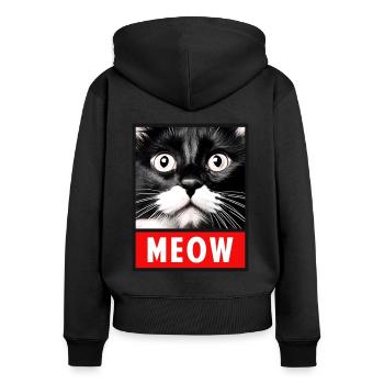 MEOW Meow Mignon Visage de chat - Sweat à capuche zippé Premium bio Femme - noir - Dos - Julia (174cm)