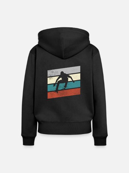 skating retro - Frauen Premium Bio Zip Hoodie - Schwarz