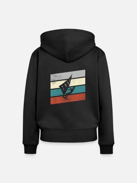 kite retro - Frauen Premium Bio Zip Hoodie - Schwarz