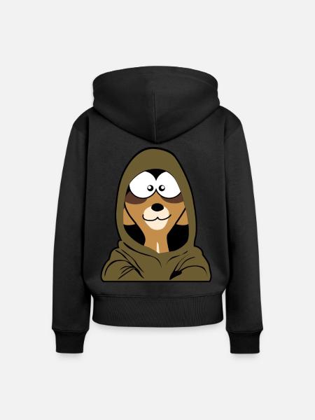 Erdmännchen mit Kaputze - Frauen Premium Bio Zip Hoodie - Schwarz