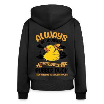 Soyez toujours vous-même Canard en caoutchouc Gummiente - Sweat à capuche zippé Premium bio Femme - noir - Dos - Julia (174cm)