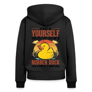 Soyez toujours vous-même Canard en caoutchouc Gummiente - Sweat à capuche zippé Premium bio Femme - noir - Dos - Julia (174cm)