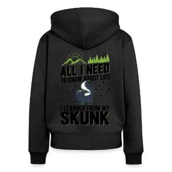 Skunk Spruch Stinktier - Frauen Premium Bio Zip Hoodie - Schwarz - Hinten - Julia (174cm)