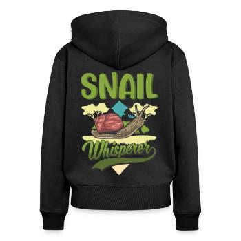 Schnecken Flüsterer Weinbergschnecke - Frauen Premium Bio Zip Hoodie - Schwarz - Hinten - Julia (174cm)