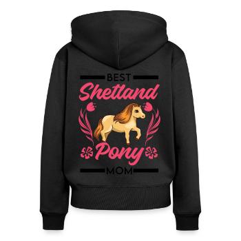 Meilleure maman poney Shetland - Sweat à capuche zippé Premium bio Femme - noir - Dos - Julia (174cm)