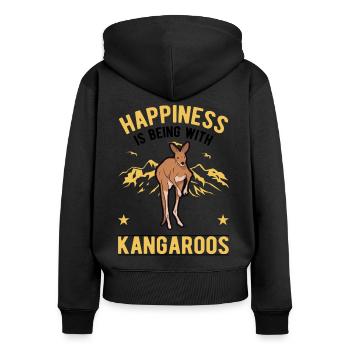 Kangaroo Luck Australian Kangaroo - Women's Premium Organic Zip Hoodie - black - Back - Julia (174cm)