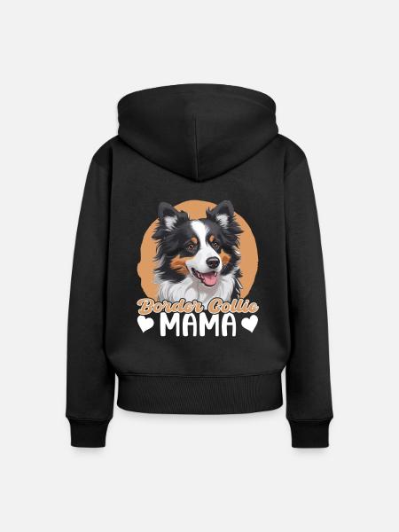 Border Collie Mama - Frauen Premium Bio Zip Hoodie - Schwarz