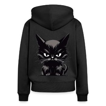 Cats Annoyed Cat Evil House Tiger - Women's Premium Organic Zip Hoodie - black - Back - Julia (174cm)