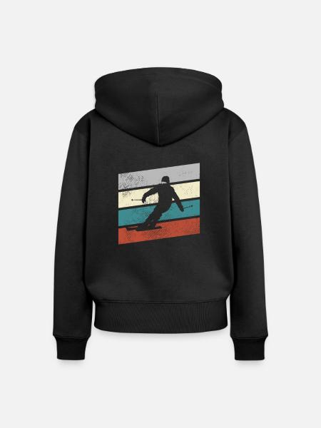 Ski Retro - Frauen Premium Bio Zip Hoodie - Schwarz