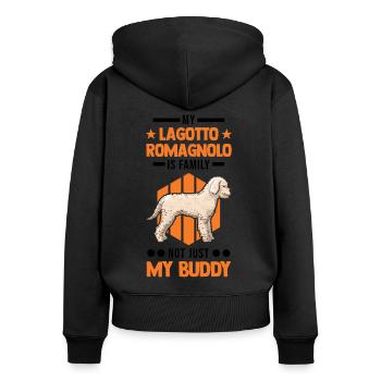 Lagotto Romagnolo Familie Wasserhund - Frauen Premium Bio Zip Hoodie - Schwarz - Hinten - Julia (174cm)