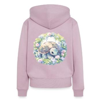 Tortue Lézard Tortue Bébés Tortues - Sweat à capuche zippé Premium bio Femme - rose poudré - Dos - Julia (174cm)