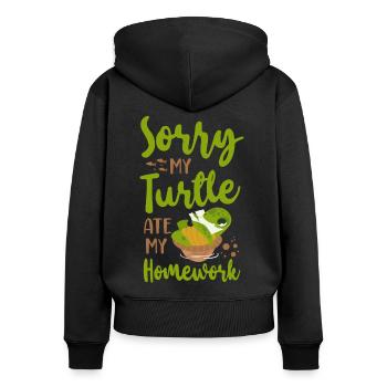 Sea Turtle Tortoise Sorry My - Women's Premium Organic Zip Hoodie - black - Back - Julia (174cm)