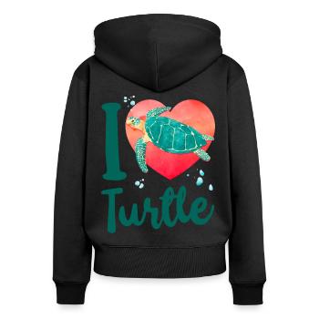Sea Turtle Tortoise Heart I Love - Frauen Premium Bio Zip Hoodie - Schwarz - Hinten - Julia (174cm)