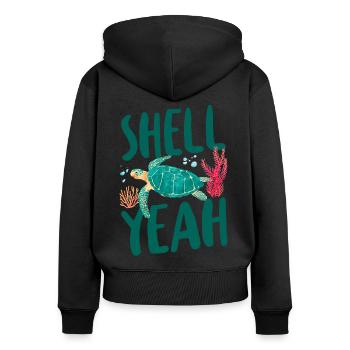 Sea Turtle Tortoise Pun Shell Yeah - Frauen Premium Bio Zip Hoodie - Schwarz - Hinten - Julia (174cm)