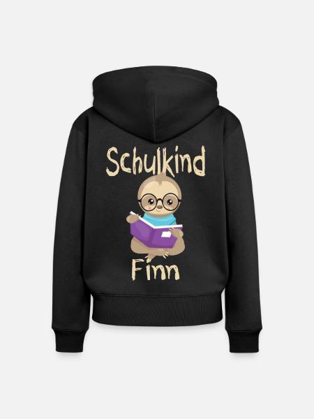 Schulkind Finn Faultier - Frauen Premium Bio Zip Hoodie - Schwarz