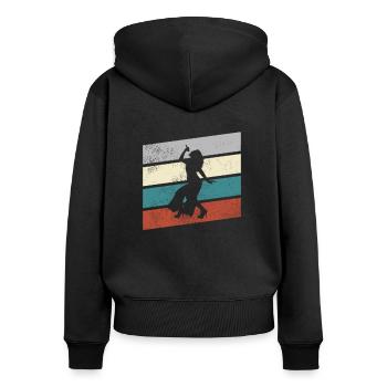Chanter rétro - Sweat à capuche zippé Premium bio Femme - noir - Dos - Julia (174cm)