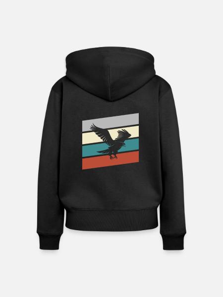 Adler Retro - Frauen Premium Bio Zip Hoodie - Schwarz