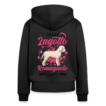Crazy Lagotto Romagnolo Woman - Women's Premium Organic Zip Hoodie - black - Back - Julia (174cm)