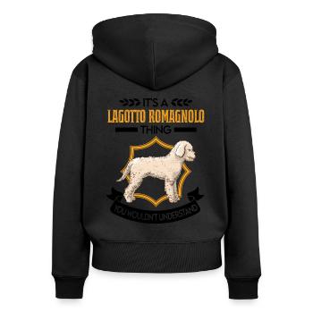 Lagotto Romagnolo Ding Wasserhund - Frauen Premium Bio Zip Hoodie - Schwarz - Hinten - Julia (174cm)