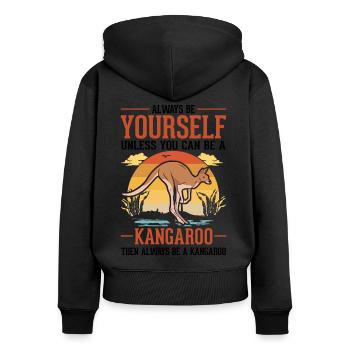 Soyez toujours vous-même Kangourou Australie Kangourou - Sweat à capuche zippé Premium bio Femme - noir - Dos - Julia (174cm)