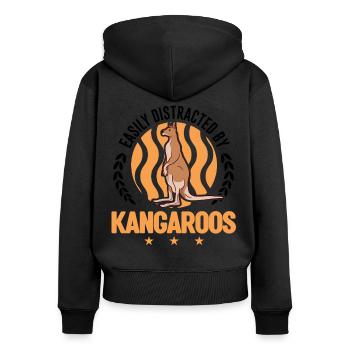 Easily distracted by Kangaroos Kangaroo - Women's Premium Organic Zip Hoodie - black - Back - Julia (174cm)