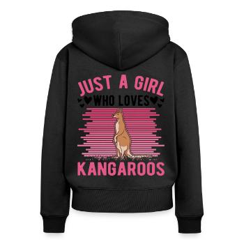 Australian Kangaroo Girl Kangaroo - Women's Premium Organic Zip Hoodie - black - Back - Julia (174cm)
