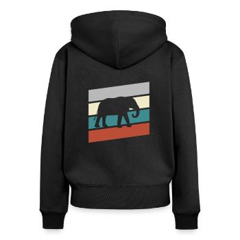 Elefant Retro - Frauen Premium Bio Zip Hoodie - Schwarz - Hinten - Julia (174cm)