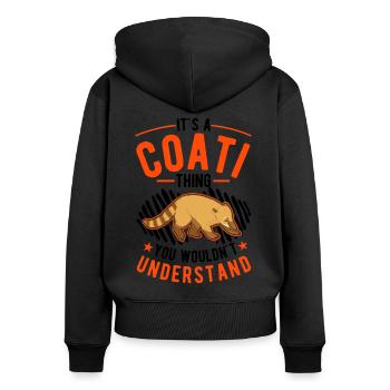 Coati Ding Proboscis Coati - Women's Premium Organic Zip Hoodie - black - Back - Julia (174cm)