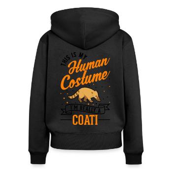 Coati Costume Humain Halloween Coati Proboscis Ours - Sweat à capuche zippé Premium bio Femme - noir - Dos - Julia (174cm)