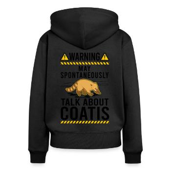 Warning coati proboscis Coati - Women's Premium Organic Zip Hoodie - black - Back - Julia (174cm)