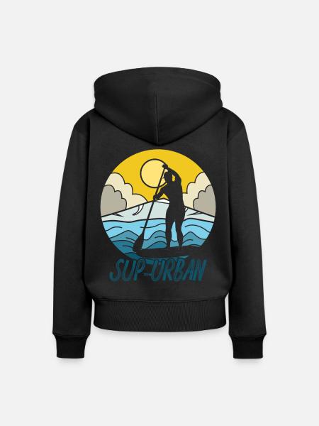 SUP-Board - Frauen Premium Bio Zip Hoodie - Schwarz