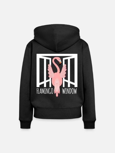lustiger Flamingo - Frauen Premium Bio Zip Hoodie - Schwarz