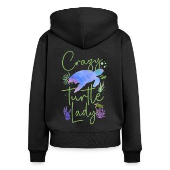 Sea Turtle Tortoise Watercolor - Frauen Premium Bio Zip Hoodie - Schwarz - Hinten - Julia (174cm)