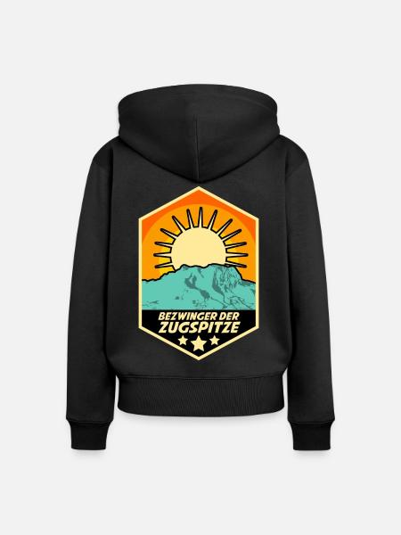 Sonnenaufgang auf der Zugspitze - Frauen Premium Bio Zip Hoodie - Schwarz