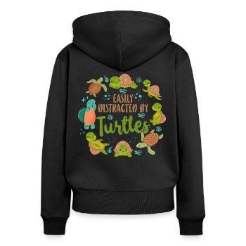 Sea Turtle Tortoise Easily - Frauen Premium Bio Zip Hoodie - Schwarz - Hinten - Julia (174cm)