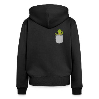 Sea Turtle Tortoise Pocket - Frauen Premium Bio Zip Hoodie - Schwarz - Hinten - Julia (174cm)