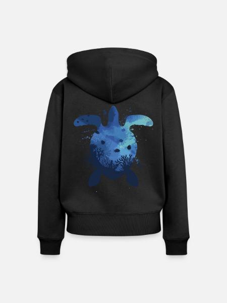 Sea Turtle Tortoise - Frauen Premium Bio Zip Hoodie - Schwarz