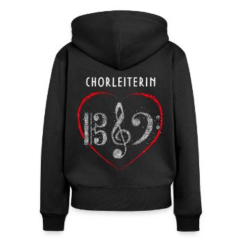 Chorleiterin Chor Notenschlüssel Musikverein Musik - Frauen Premium Bio Zip Hoodie - Schwarz - Hinten - Julia (174cm)