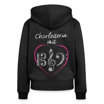 Chorleiterin mit Herz Chor Musikverein Musikschule - Frauen Premium Bio Zip Hoodie - Schwarz - Hinten - Julia (174cm)