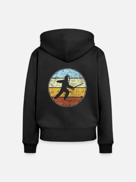 Fechten Retro - Frauen Premium Bio Zip Hoodie - Schwarz