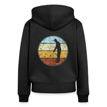Golf Retro - Frauen Premium Bio Zip Hoodie - Schwarz - Hinten - Julia (174cm)