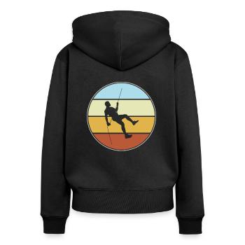 Klettern Retro - Frauen Premium Bio Zip Hoodie - Schwarz - Hinten - Julia (174cm)