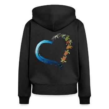 Sea Turtle Tortoise Heart - Women's Premium Organic Zip Hoodie - black - Back - Julia (174cm)