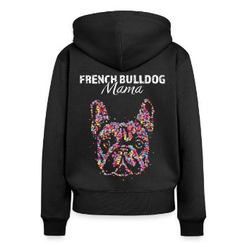 Bouledogue Français École de Bouledogue Français - Sweat à capuche zippé Premium bio Femme - noir - Dos - Julia (174cm)