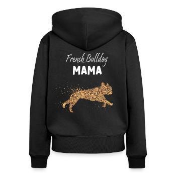 Bulldog Mama Französische Bulldogge Hundeschule - Frauen Premium Bio Zip Hoodie - Schwarz - Hinten - Julia (174cm)