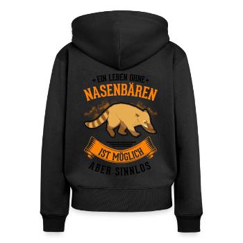 A life without coatis is possible, but pointless - Women's Premium Organic Zip Hoodie - black - Back - Julia (174cm)
