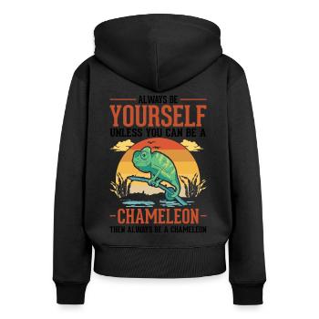 Alawys sois toi-même Chaméléon Chamäleon - Sweat à capuche zippé Premium bio Femme - noir - Dos - Julia (174cm)